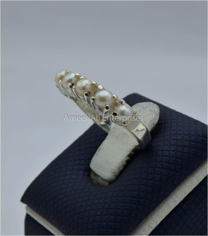 AAE 1577 Chandi Ring 925, Stone Pearl - AmeerAliEnterprises