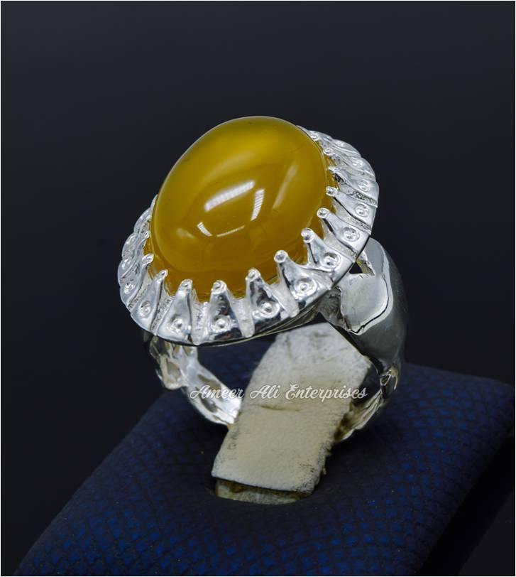 AAE 6820 CHANDI RING 925, STONE: Yellow AQEEQ - AmeerAliEnterprises