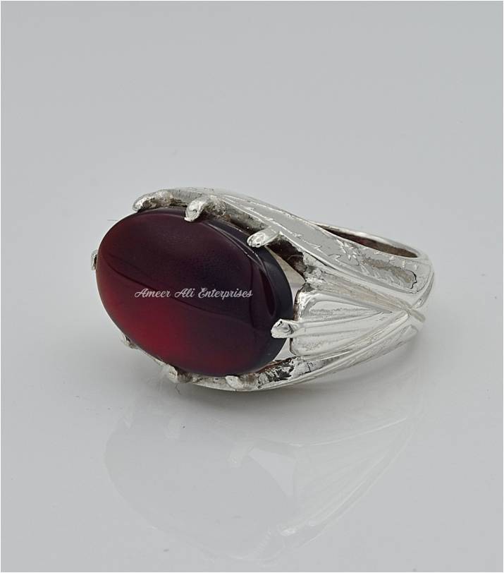 AAE 6567 Chandi Ring 925, Stone: Yamni Aqeeq