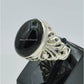 AAE 7805 Chandi Ring 925, Stone: Black Aqeeq