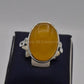 AAE 6531 Chandi Ring 925, Stone: Yellow Aqeeq - AmeerAliEnterprises