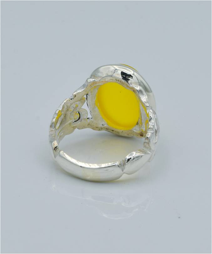 AAE 6591 Chandi Ring 925, Stone: Yellow Aqeeq