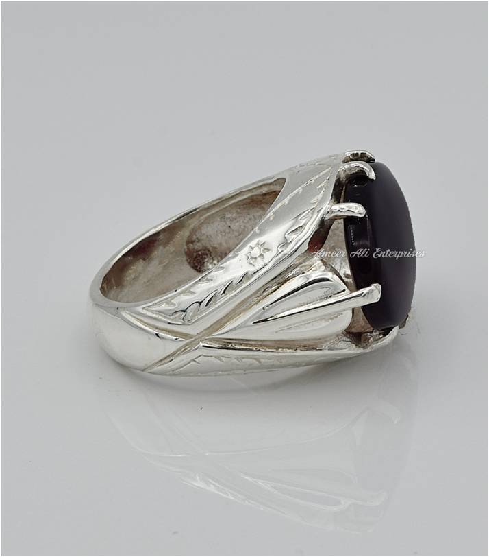 AAE 6567 Chandi Ring 925, Stone: Yamni Aqeeq