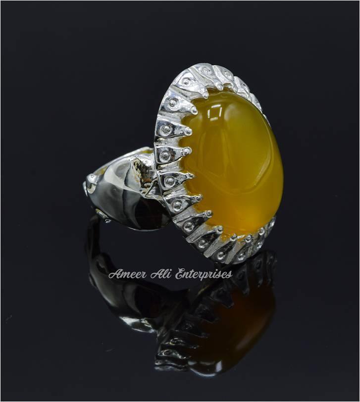 AAE 6820 CHANDI RING 925, STONE: Yellow AQEEQ - AmeerAliEnterprises