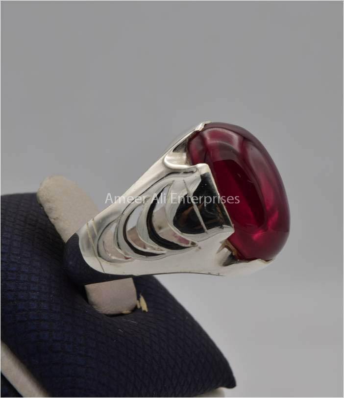 AAE 2206 Chandi Ring 925, Stone: Irani Poota Yaqoot (Anari Yaqoot) - AmeerAliEnterprises