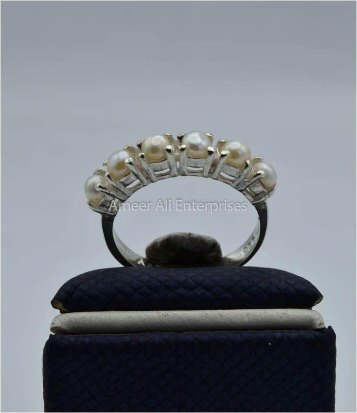 AAE 1577 Chandi Ring 925, Stone Pearl - AmeerAliEnterprises