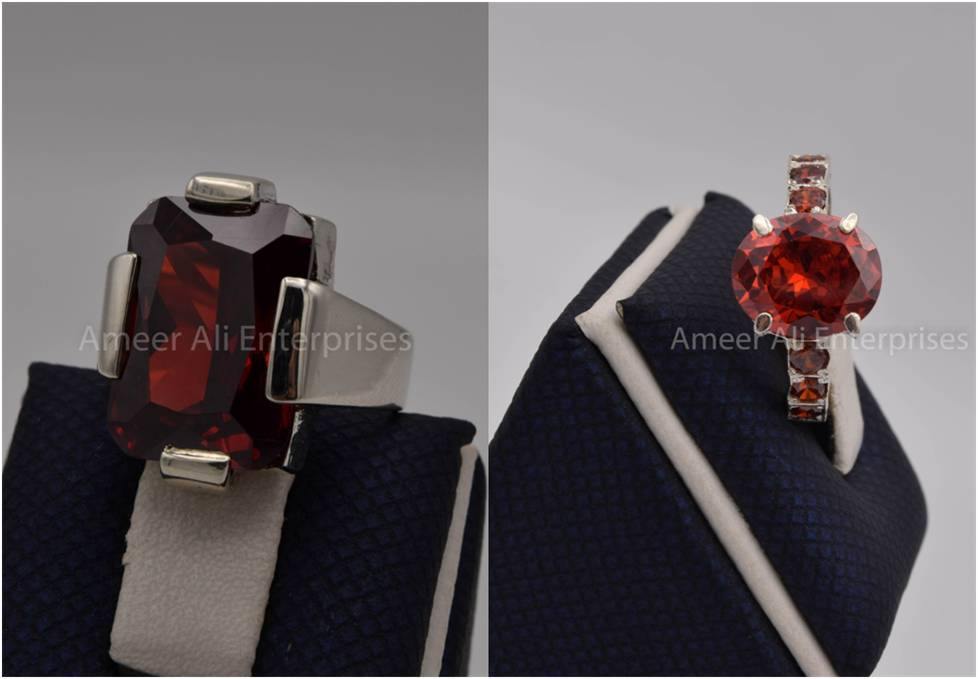Silver Couple Rings: Pair 74,  Stone: Zircon - AmeerAliEnterprises