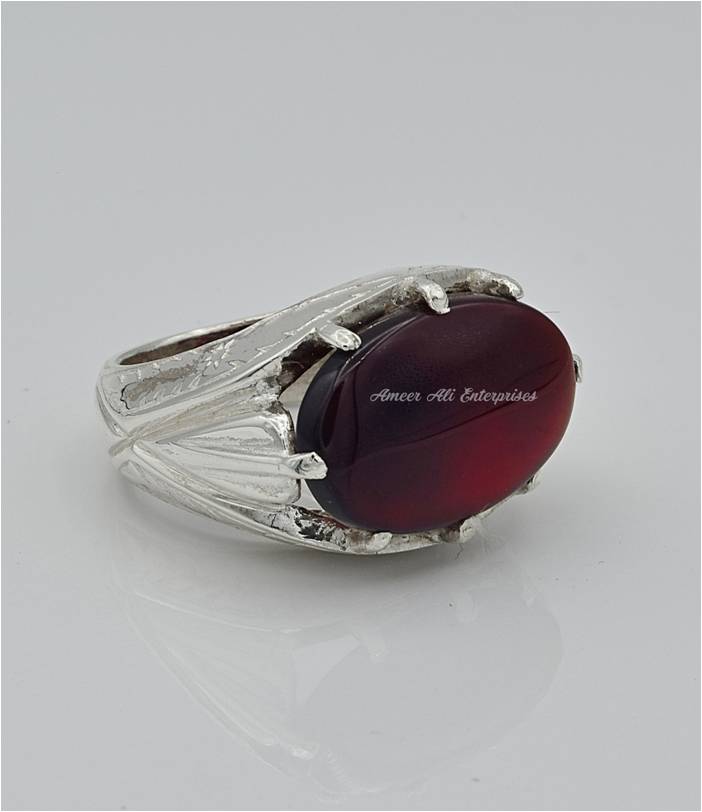 AAE 6567 Chandi Ring 925, Stone: Yamni Aqeeq