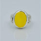 AAE 6591 Chandi Ring 925, Stone: Yellow Aqeeq