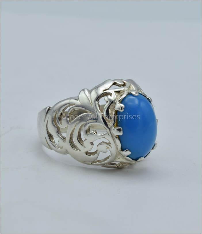 AAE 5801 Chandi Ring 925, Stone: Feroza - AmeerAliEnterprises