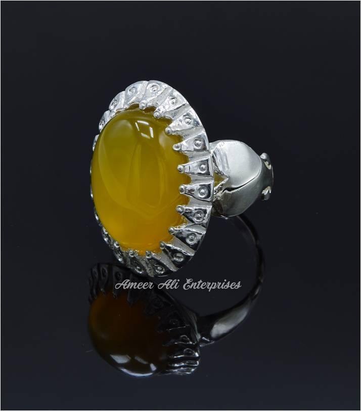AAE 6820 CHANDI RING 925, STONE: Yellow AQEEQ - AmeerAliEnterprises