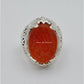 AAE 6570 Chandi Ring 925, Stone: Irani Aqeeq Engraved
