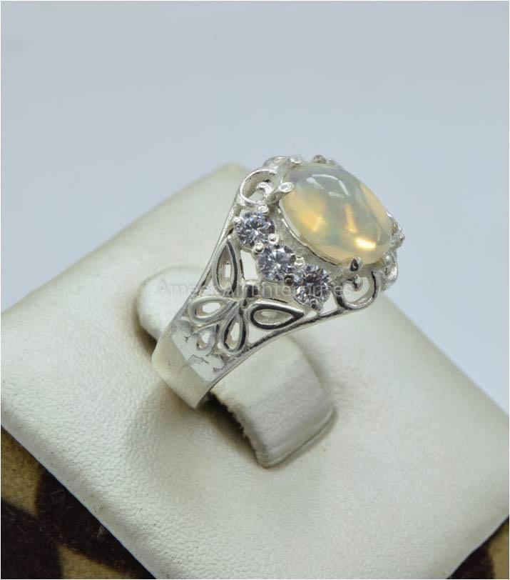 AAE 5930 Chandi Ring 925, Stone: Opal - AmeerAliEnterprises