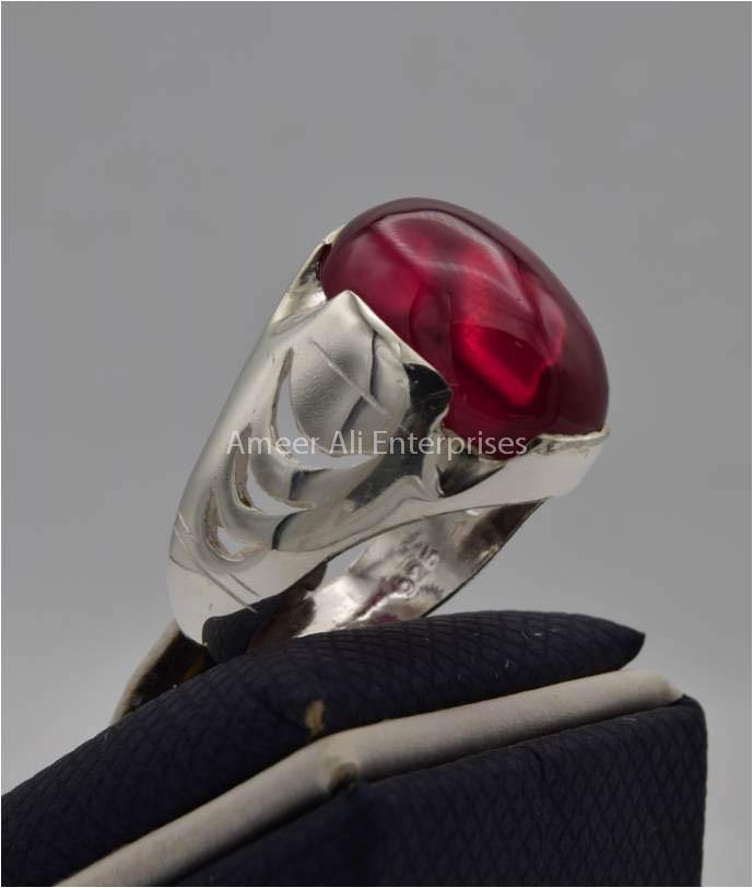 AAE 2206 Chandi Ring 925, Stone: Irani Poota Yaqoot (Anari Yaqoot) - AmeerAliEnterprises