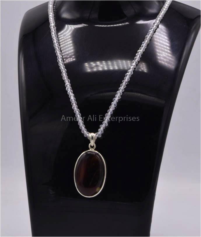 AAE 5834 Chandi Pendant 925, Stone: Sulemani Aqeeq - AmeerAliEnterprises