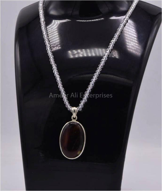 AAE 5834 Chandi Pendant 925, Stone: Sulemani Aqeeq - AmeerAliEnterprises
