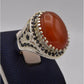 AAE 4372 Chandi Ring 925, Stone: Red Aqeeq - AmeerAliEnterprises