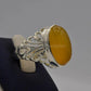 AAE 6525 Chandi Ring 925, Stone: Yellow Aqeeq - AmeerAliEnterprises