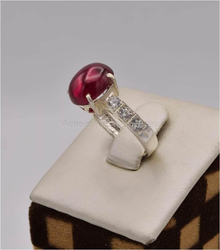 AAE 2502 Chandi Ring 925, Stone: Irani Poota Yaqoot (Anari Yaqoot) - AmeerAliEnterprises