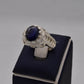 AAE 4605 Chandi Ring 925, Stone: Blue Sapphire (Neelam)