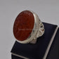 AAE 5699 Chandi Ring 925, Stone: Yamni Aqeeq (Engraved) - AmeerAliEnterprises