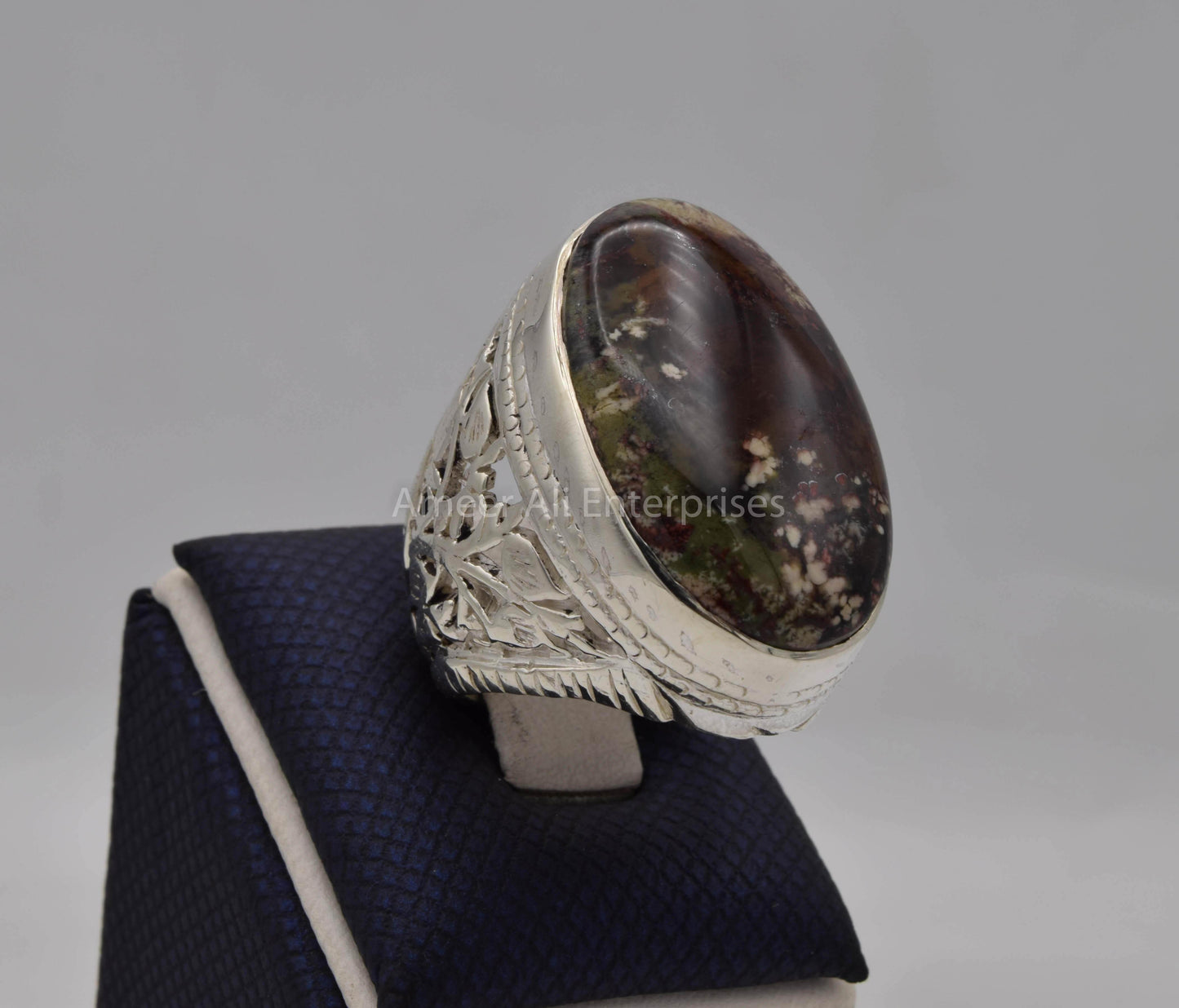 AAE 5636 Chandi Ring 925, Stone: Sulemani Aqeeq - AmeerAliEnterprises