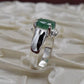 AAE 1563 Chandi Ring 925, Stone Emerald (Zamurd) - AmeerAliEnterprises
