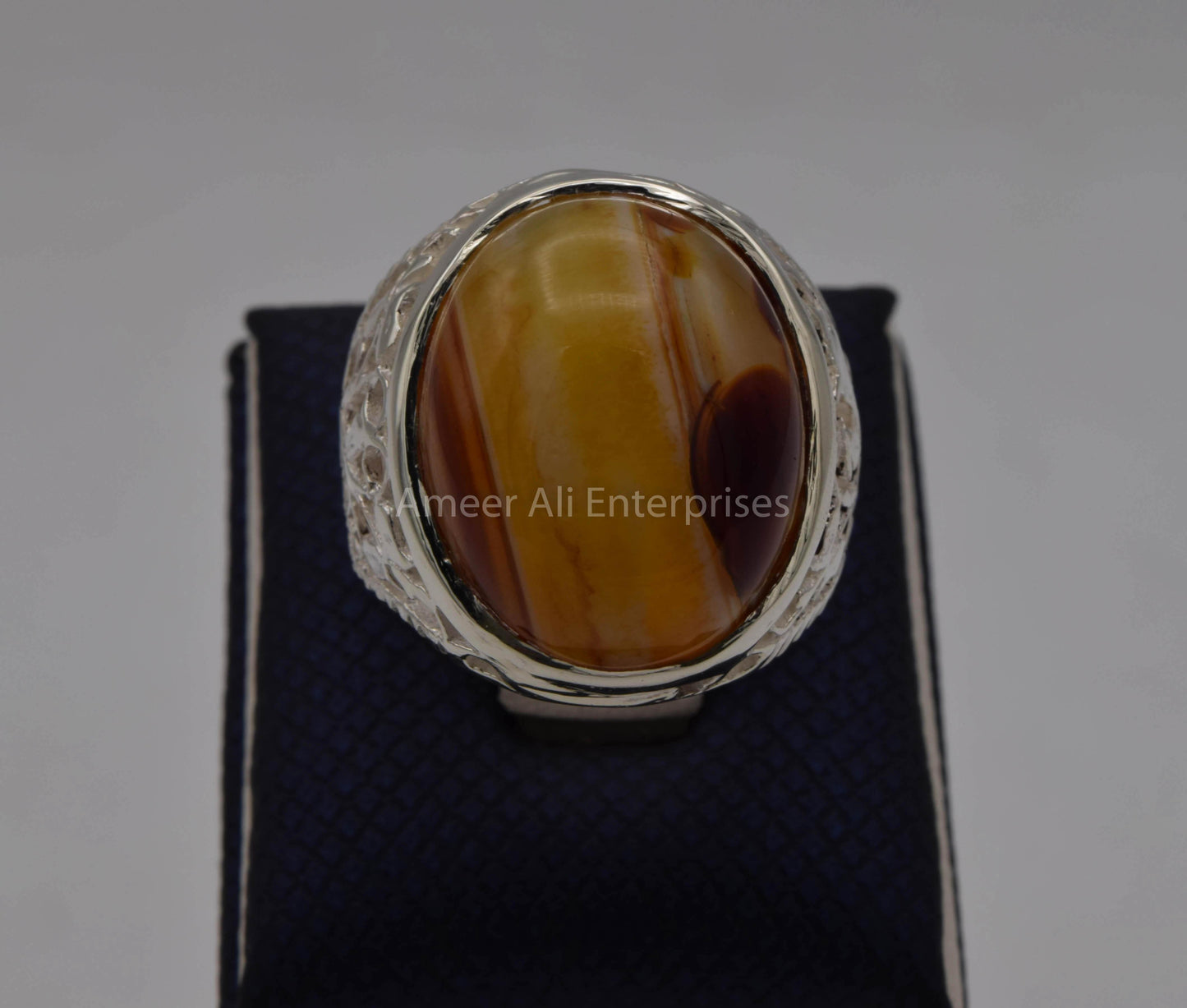 AAE 5661 Chandi Ring 925, Stone: Sulemani Aqeeq - AmeerAliEnterprises