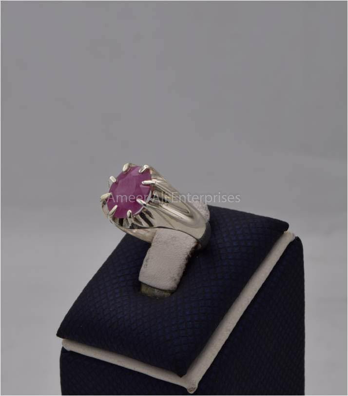 AAE 5743 Chandi Ring 925, Stone: Ruby - AmeerAliEnterprises