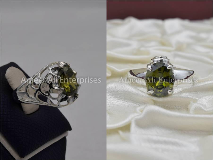 Silver Couple Rings: Pair 64, Stone: Zircon - AmeerAliEnterprises