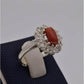 AAE 1218 Chandi Ring 925, Stone: Marjan (Coral) - AmeerAliEnterprises