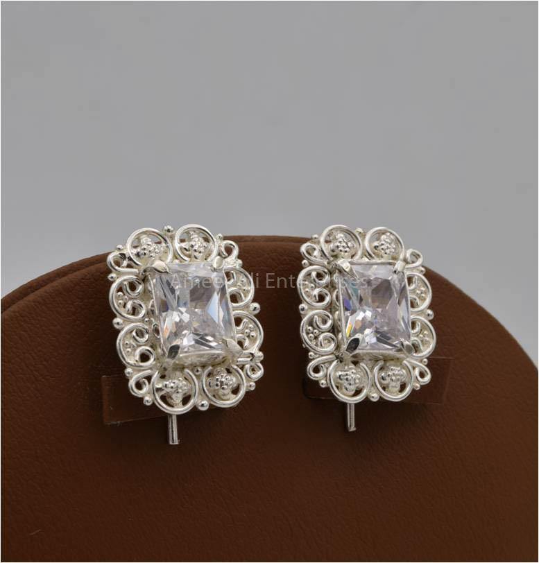 AAE 5590 Chandi Earrings 925, Stone: Zircon - AmeerAliEnterprises