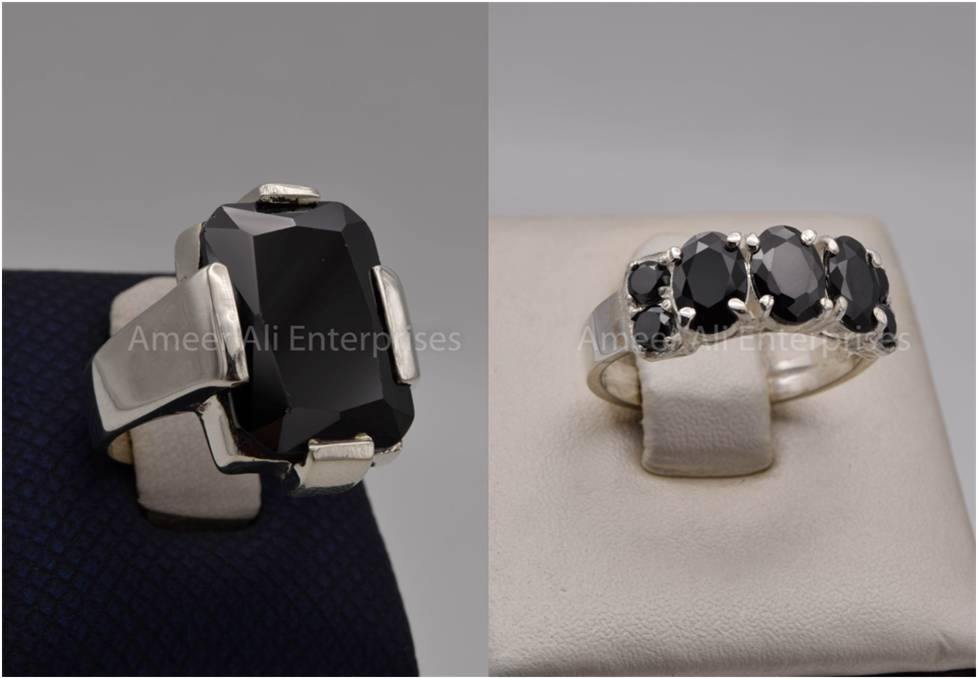 Silver Couple Rings: Pair 80,  Stone: Zircon - AmeerAliEnterprises
