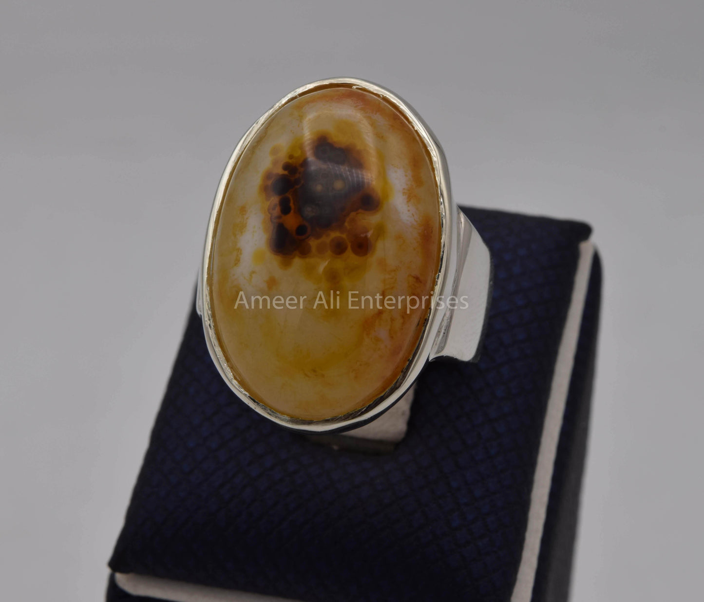 AAE 5660 Chandi Ring 925, Stone: Sulemani Aqeeq - AmeerAliEnterprises