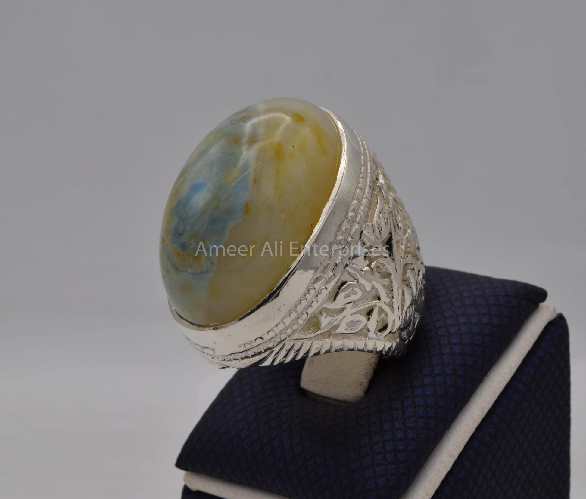 AAE 5605 Chandi Ring 925, Stone: Sulemani Aqeeq - AmeerAliEnterprises