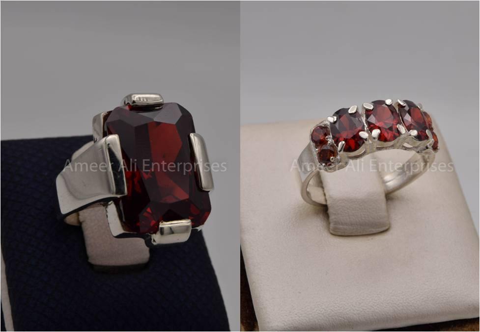 Silver Couple Rings: Pair 73,  Stone: Zircon - AmeerAliEnterprises