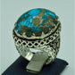 AAE 6766 CHANDI RING 925, STONE: SHAJRI FEROZA (TURQUOISE) - AmeerAliEnterprises