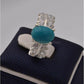 AAE 2466 Chandi Ring 925, Stone: Feroza (Turquoise) - AmeerAliEnterprises