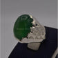 AAE 3122 Chandi Ring 925, Stone: Green Aqeeq - AmeerAliEnterprises