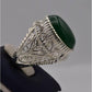 AAE 3112 Chandi Ring 925, Stone: Green Aqeeq - AmeerAliEnterprises