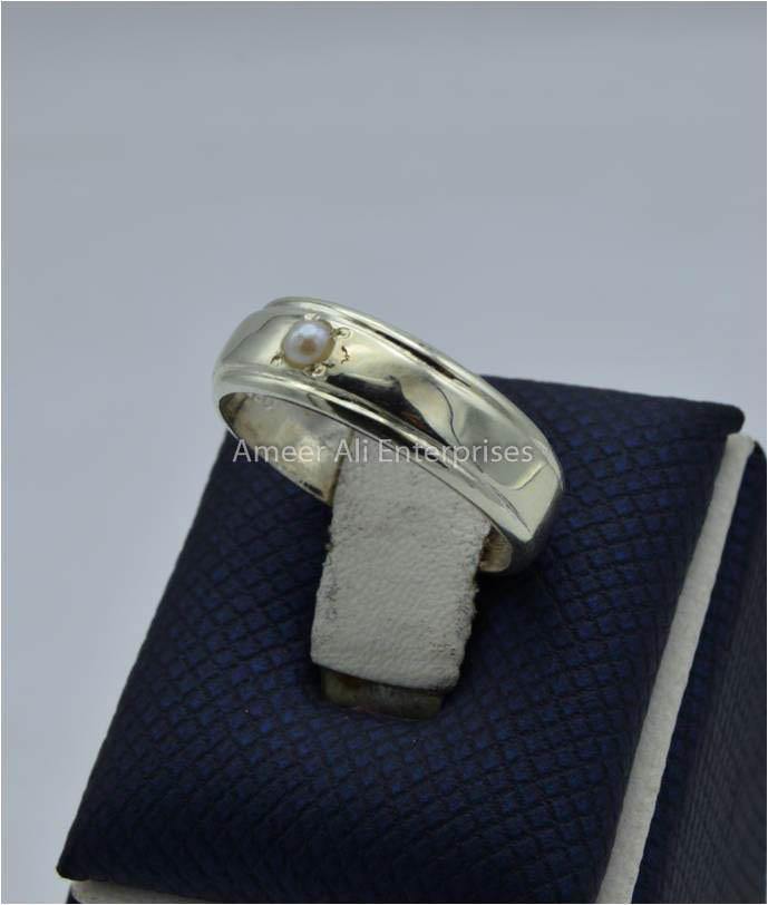 AAE 5805 Chandi Ring 925, Stone Pearl - AmeerAliEnterprises