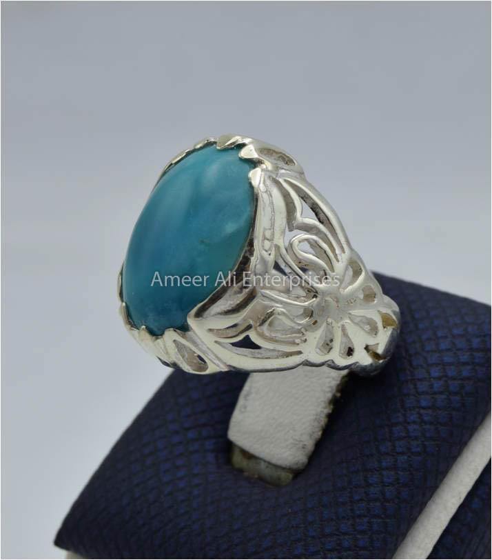 AAE 5792 Chandi Ring 925, Stone: Feroza - AmeerAliEnterprises