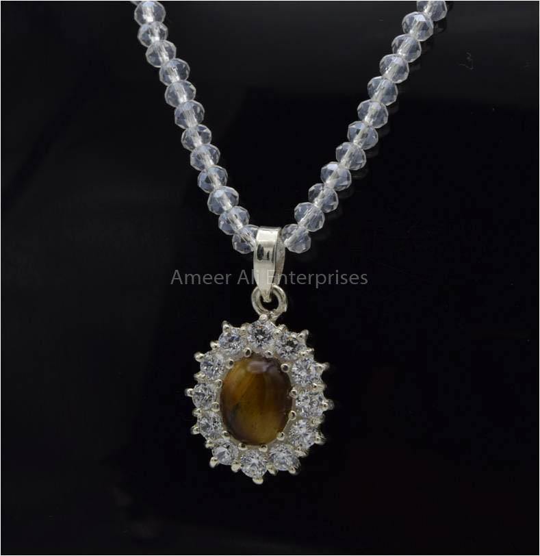 AAE 5778 Chandi Pendant 925, Stone: Tiger's Eye - AmeerAliEnterprises