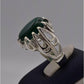 AAE 3114 Chandi Ring 925, Stone: Green Aqeeq - AmeerAliEnterprises