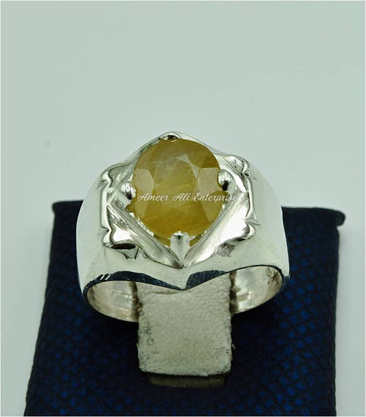 AAE 6871 Chandi Ring 925, Stone: Pukhraj