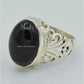 AAE 7805 Chandi Ring 925, Stone: Black Aqeeq