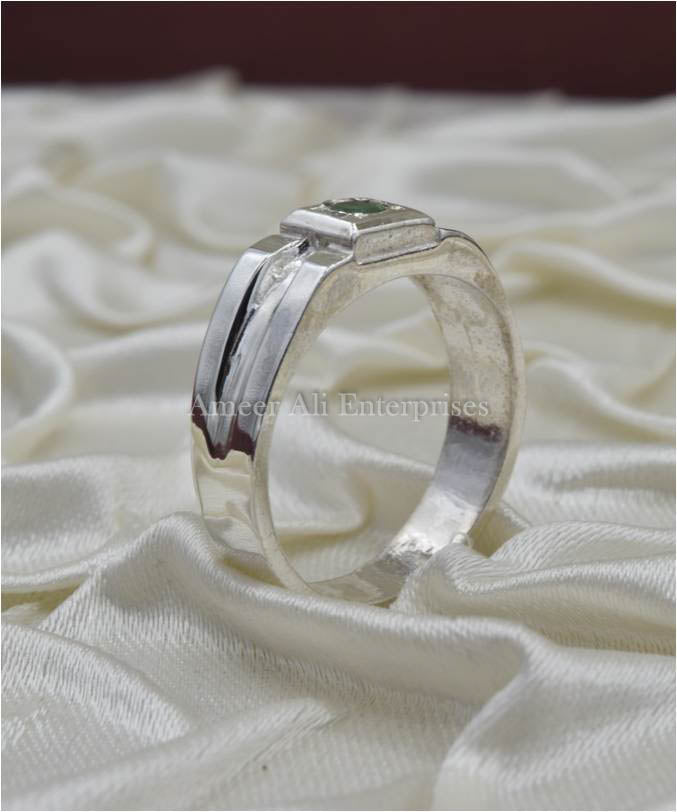 AAE 3514 Chandi Ring 925, Stone Emerald (Zamurd)