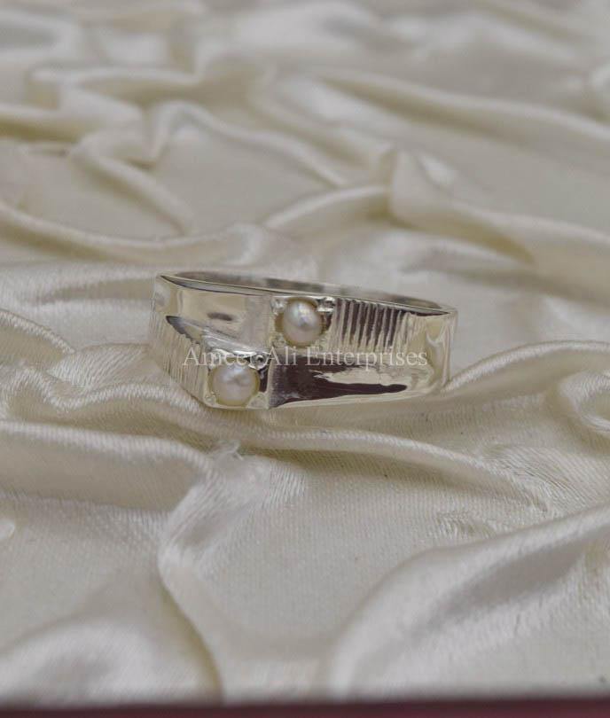 AAE 9815 Chandi Ring 925, Stone Pearl - AmeerAliEnterprises