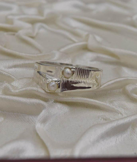 AAE 9815 Chandi Ring 925, Stone Pearl - AmeerAliEnterprises