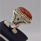 AAE 4372 Chandi Ring 925, Stone: Red Aqeeq - AmeerAliEnterprises